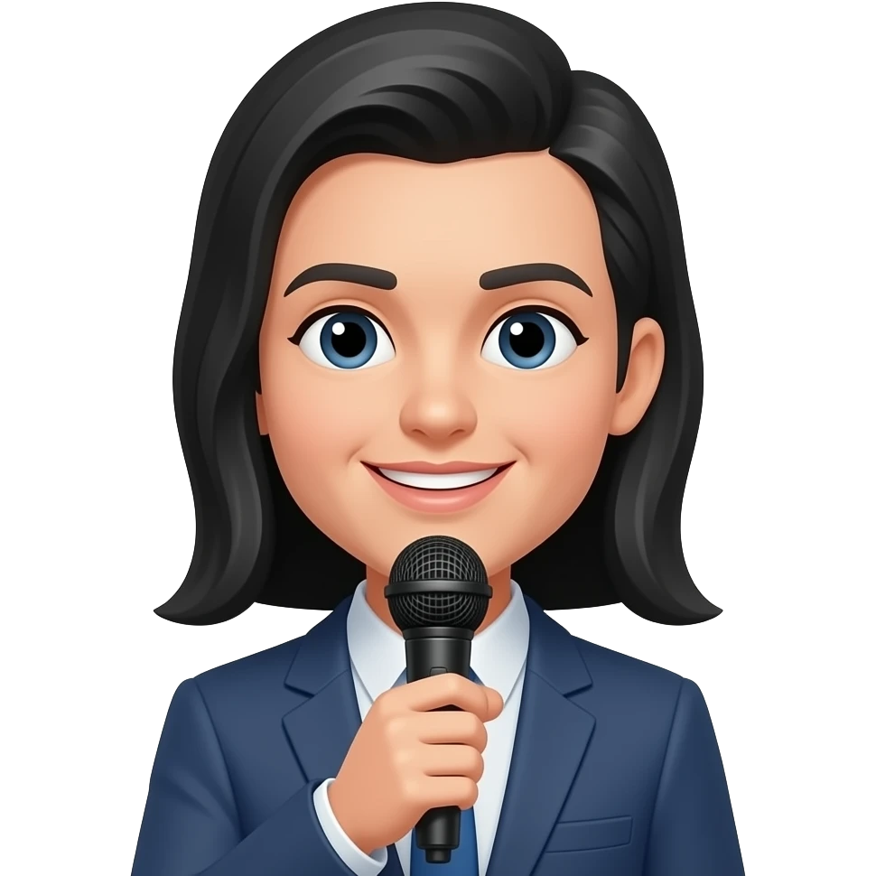 periodista con microfono pelo negro emoji