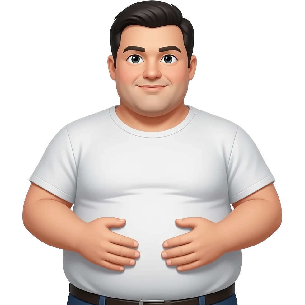 Fat man that shows his stomach with black hair make it the original man on emojis emoji