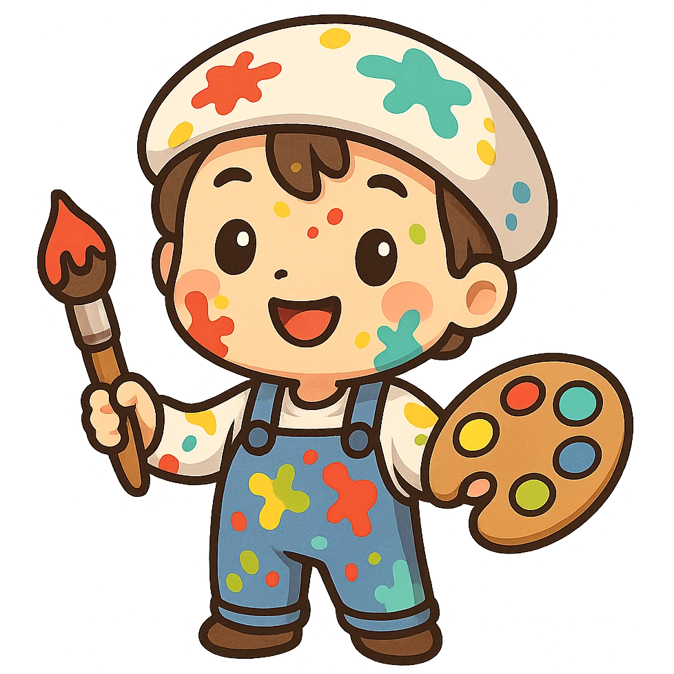 a painter splattered with paint, playful style emoji