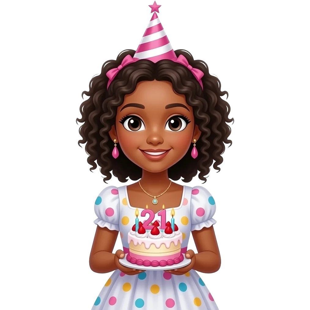 black girl 21st birthday cake dress emoji