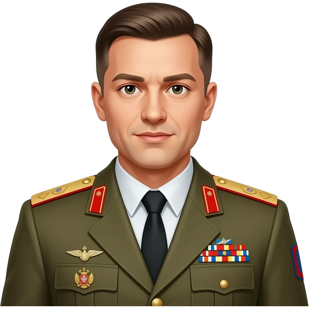General Anatolij mit General Wappen und Militär Uniform und Anatolij als Name über den Abzeichen emoji