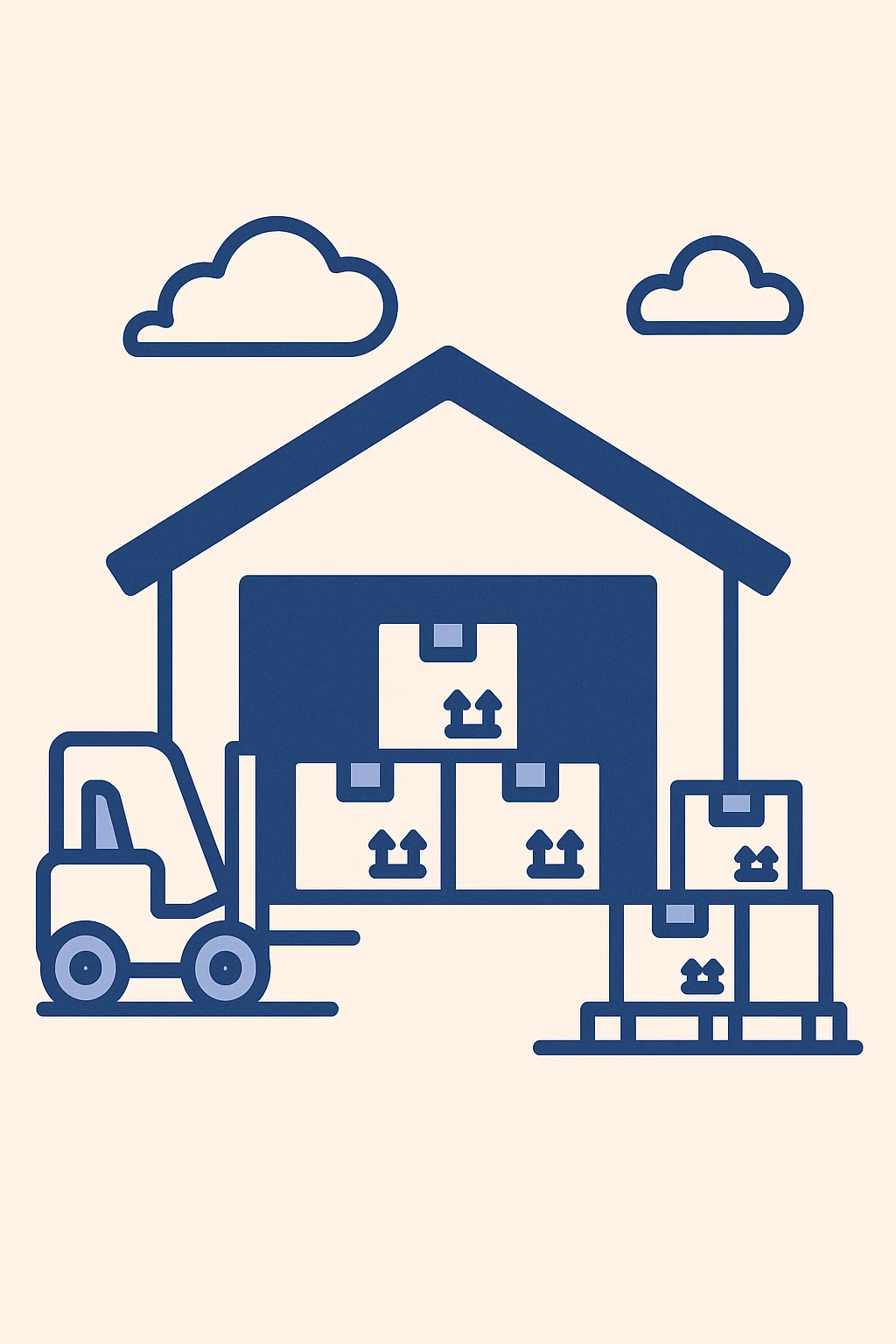 cargo warehouse, flat illustration style emoji