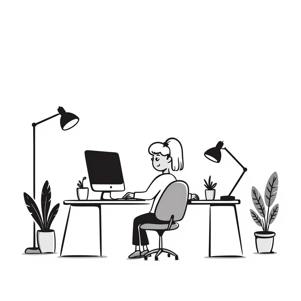 white workspace office with lighting emoji