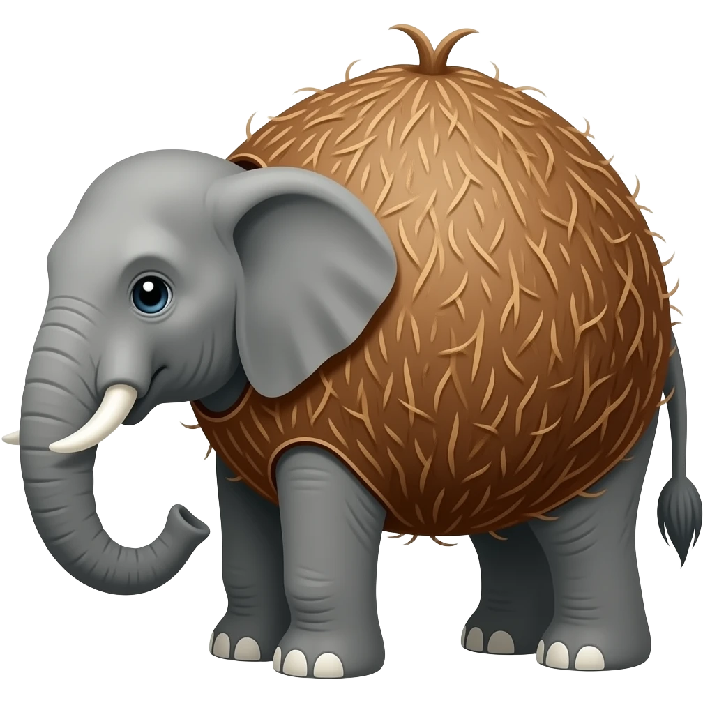 Elephant with coconut body emoji