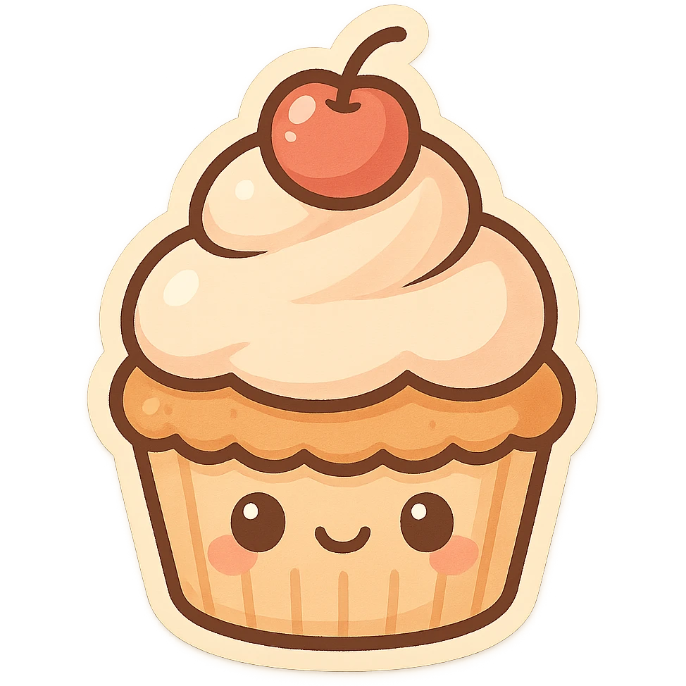 cupcake, chibi stickers style emoji