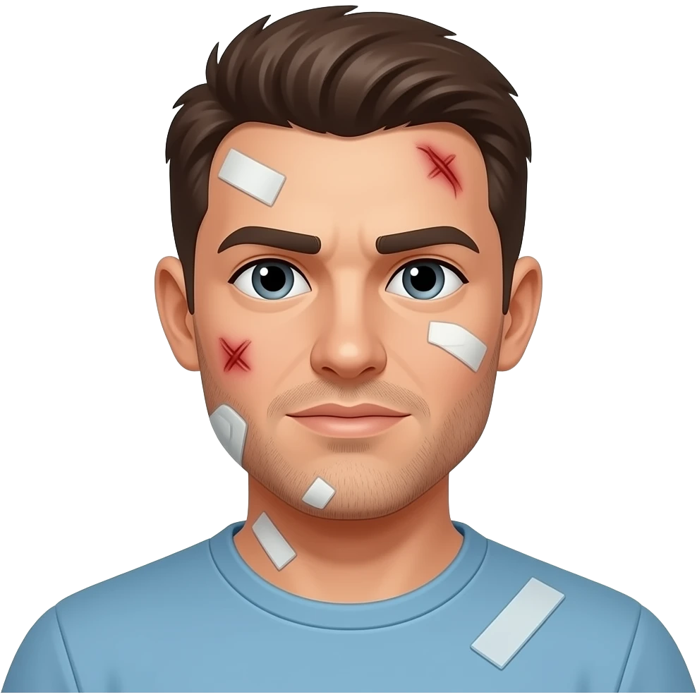 man with a wound and a bandage emoji