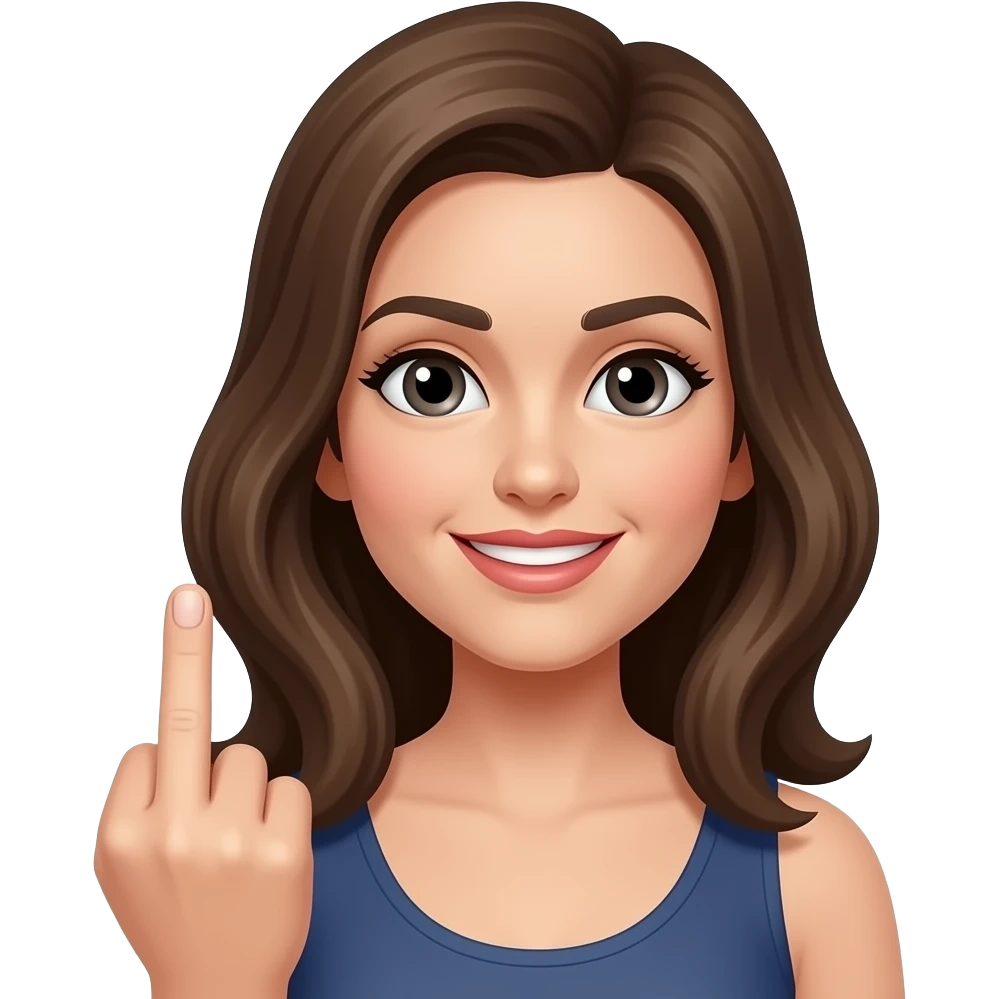 una mujer enseñando el dedo del medio emoji