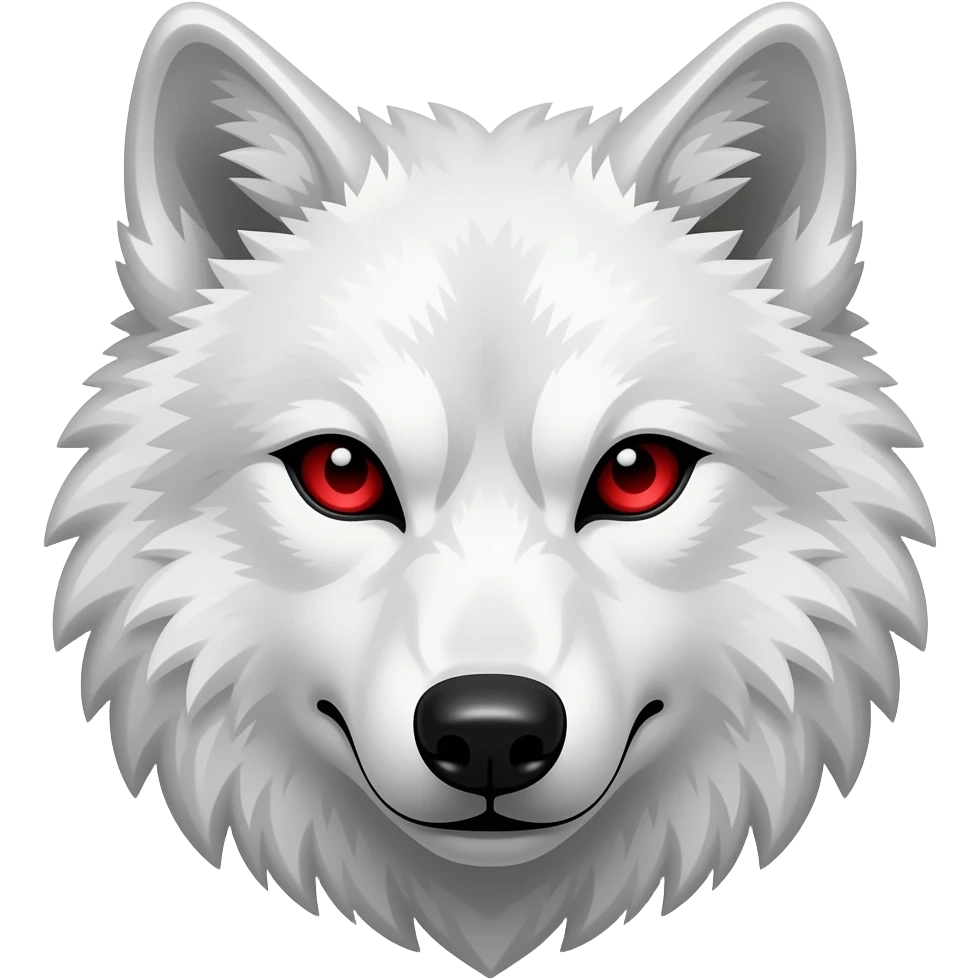 The face of White wolf with a red eyes of game of thrones imoji with more details emoji