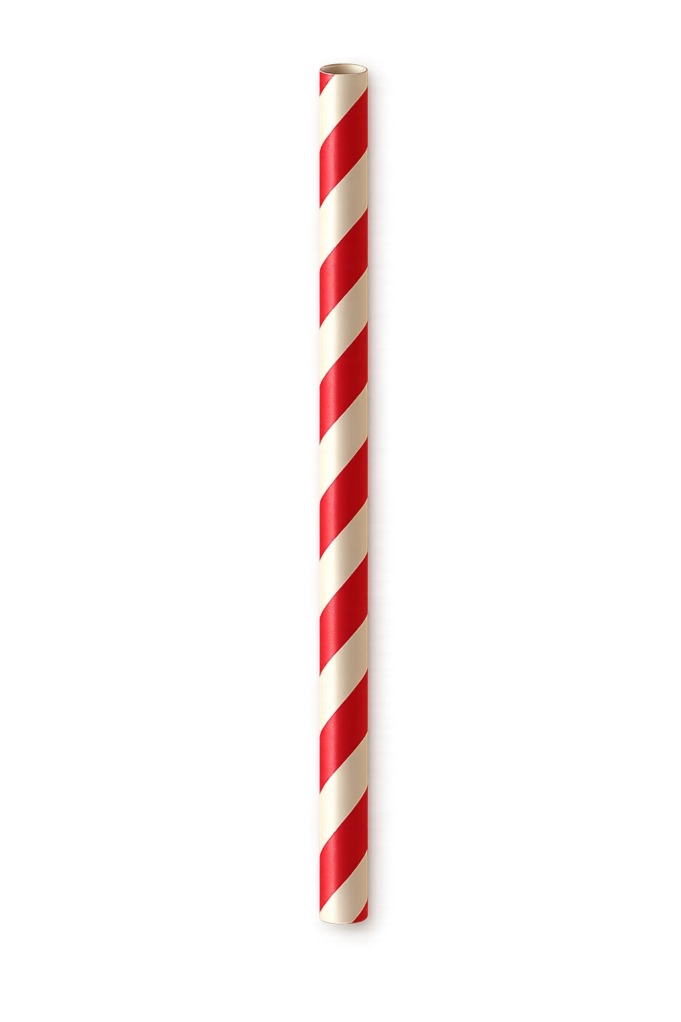 Edit the image to make the straw striped with classic red and white stripes, keeping the design simple and clear, on a transparent background. emoji