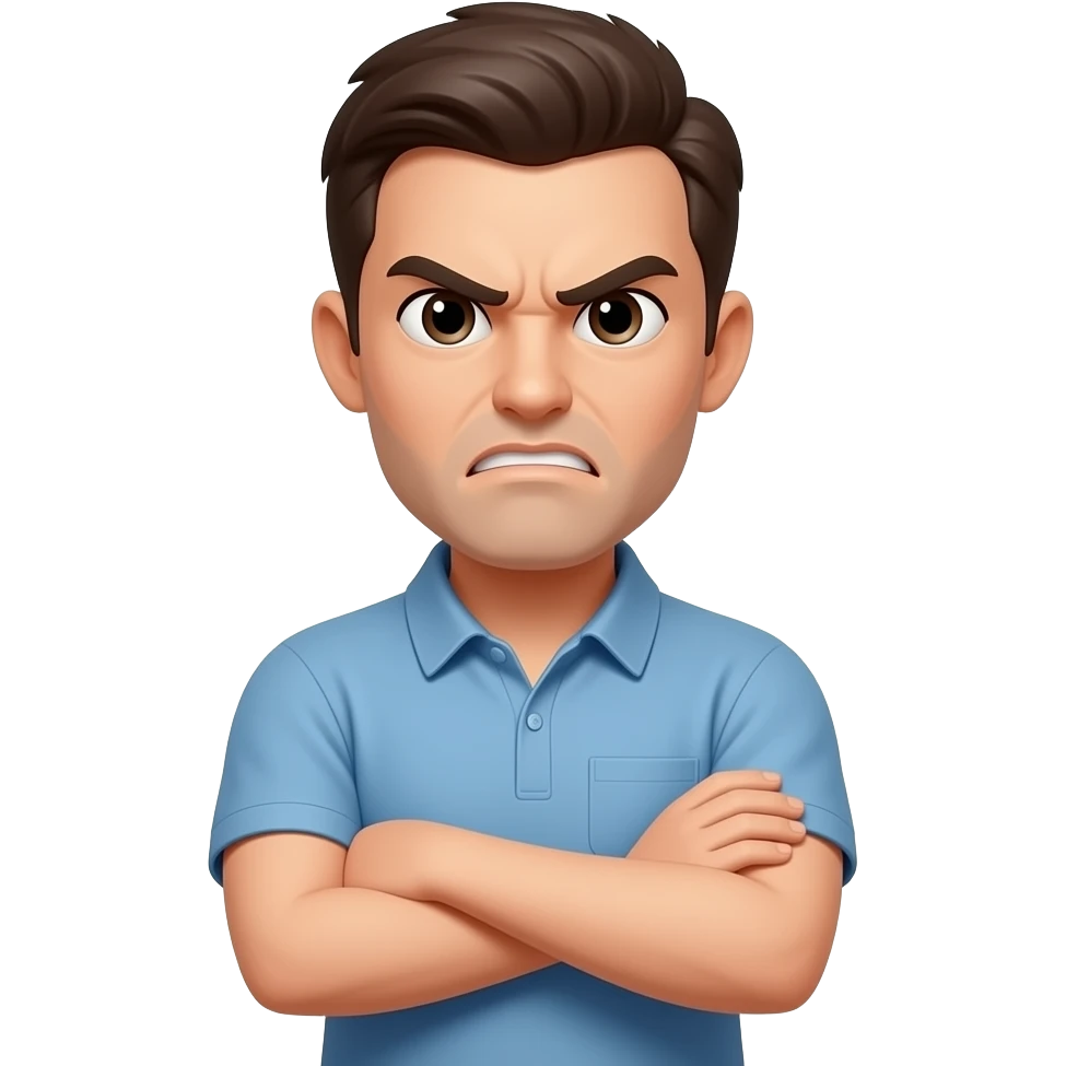 Angry face emoji crossed arms emoji