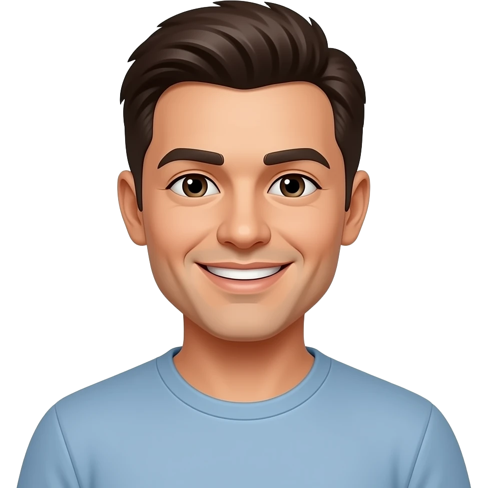 Этот же самый человек улыбается emoji