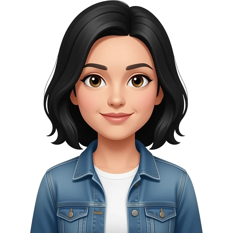 Eine hat schwarze haare und andere kleidung emoji