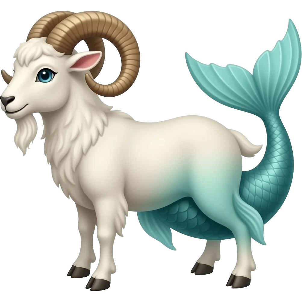 capricorn sea-goat, goat with front legs, no hind legs, mermaid tail emoji