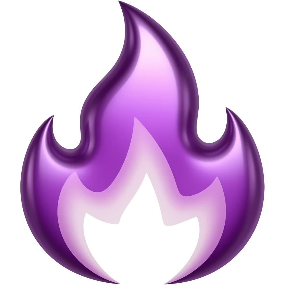 Purple and high polished chrome Kuwaii fire emoji emoji