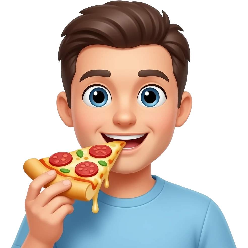 Emoji eating pizza emoji