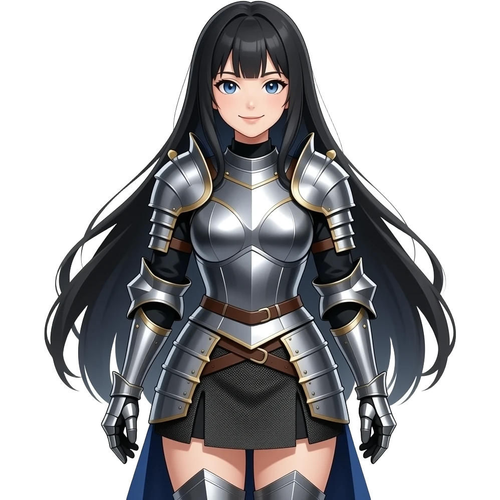 Dark Anime Lady Woman In Sexy Dress armor Dress And Skirt shiny eyes smirking emoji