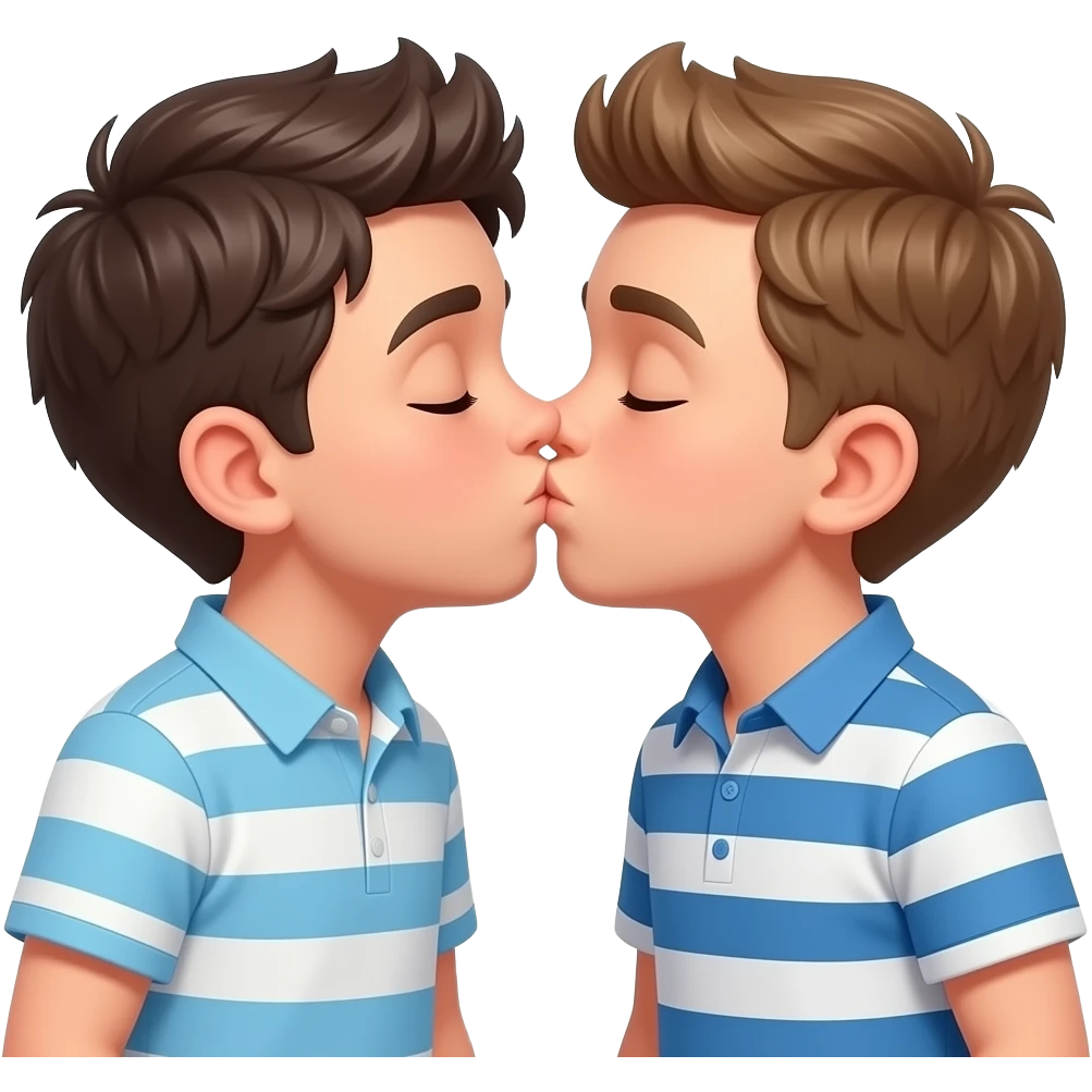2 boys in “sae” shirts kissing emoji