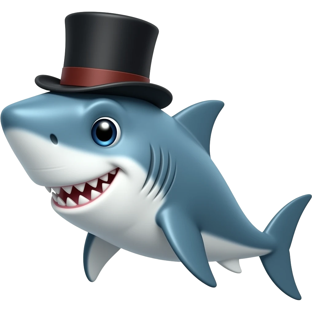Shark with a top hat emoji