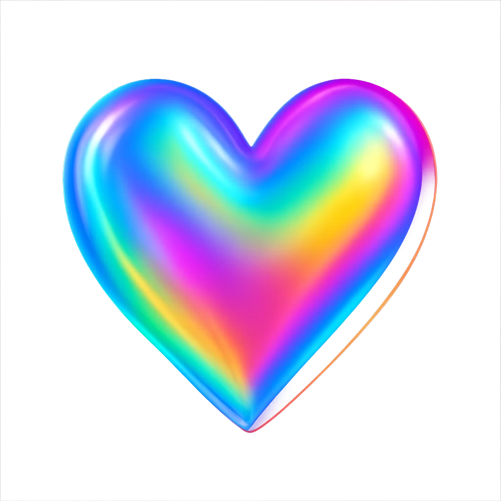 heart with a holographic rainbow effect emoji