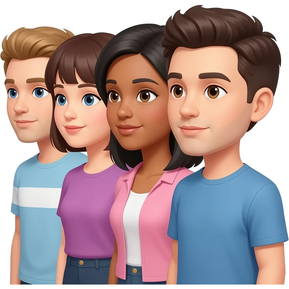 Люди рядом торс вчетвером без фона emoji