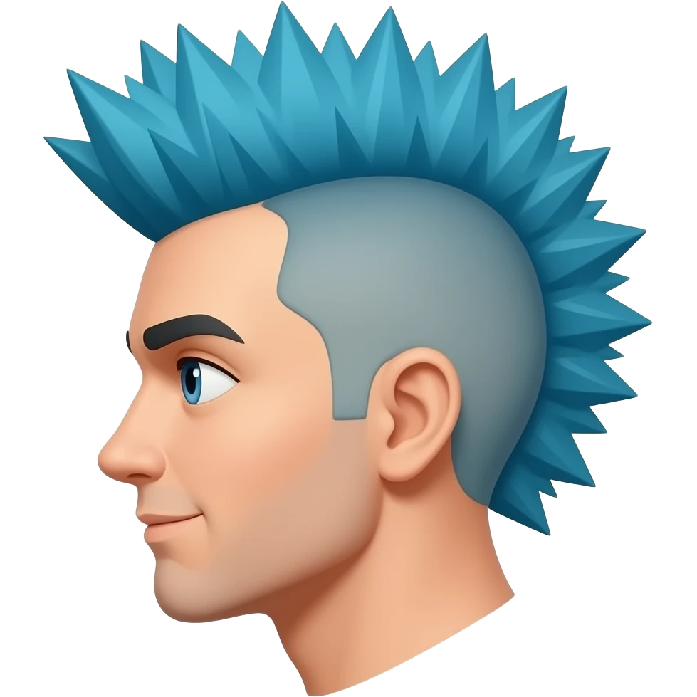 blue mohak, side view, no character, no face emoji