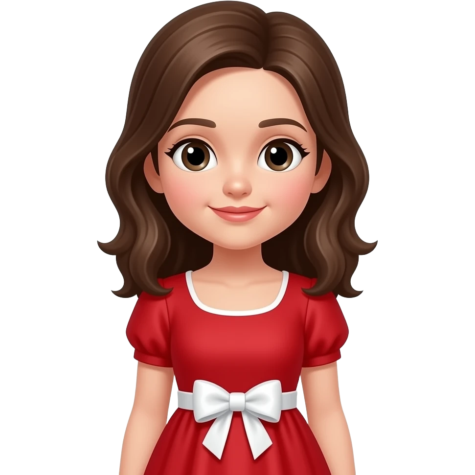 Girl with red dress with white bow emoji