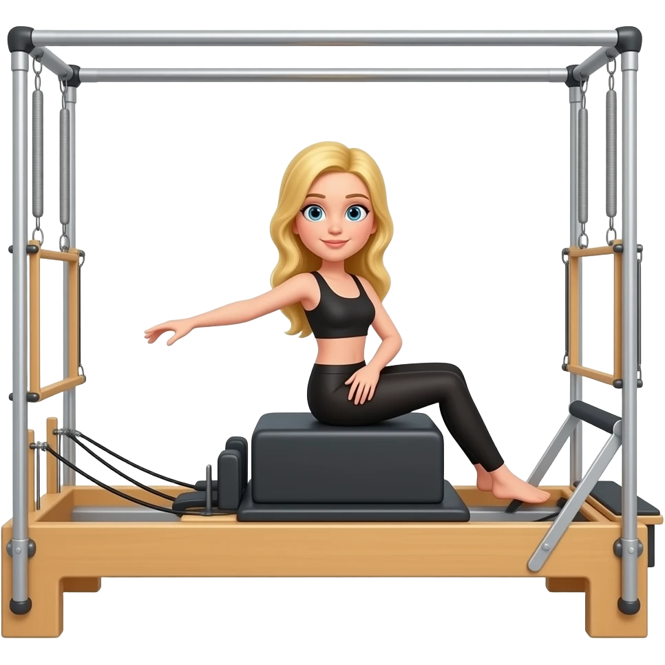 blonde, skinny girl doing reformer pilates emoji
