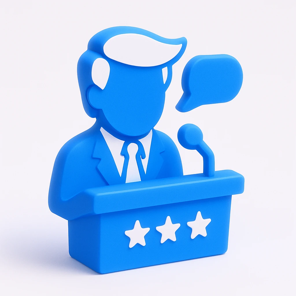 Donald Trump speaking at a rally emoji