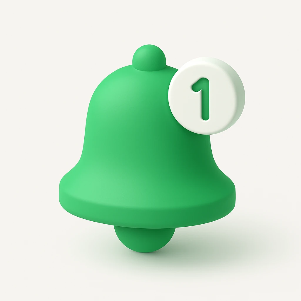 Isomorphic 3D Icon of Notification, Animated, Matte, white background. High Resolution. emoji
