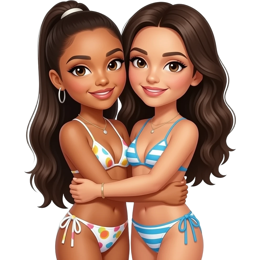 ariana grande hugging naomi scott in tiny bikinies emoji