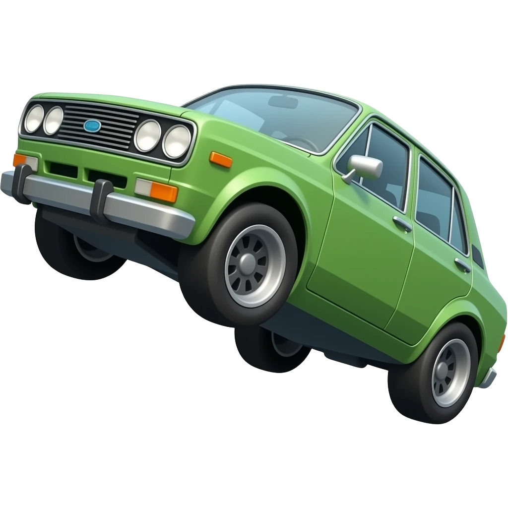 Green old school jumping car emoji