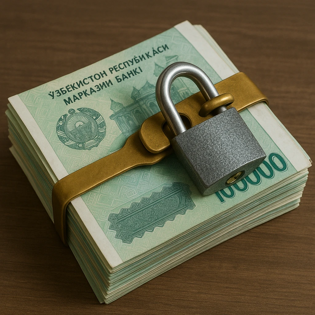 Сгенерируй мне пачку узбекских денег под замком emoji