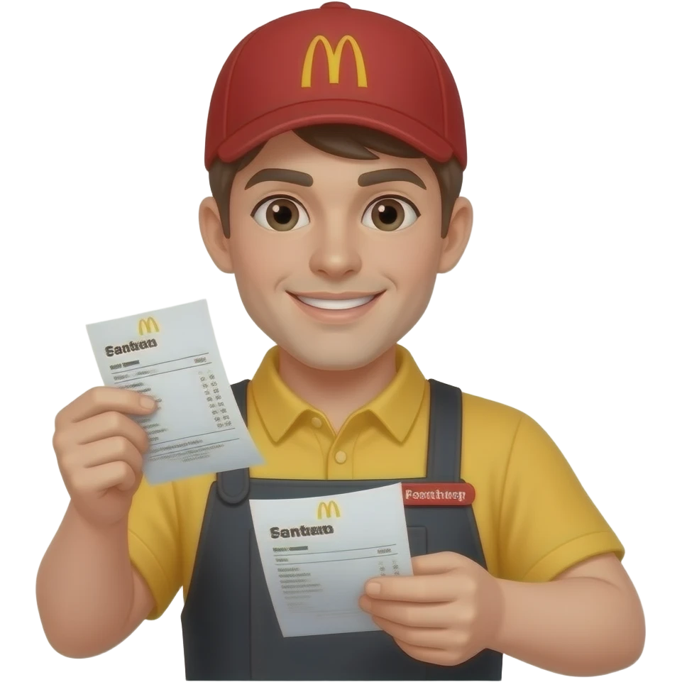 employee attending fast food service checking emoji
