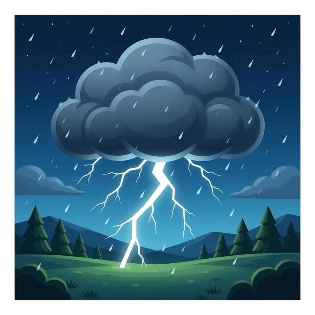 dark cloud with rain and lightning emoji