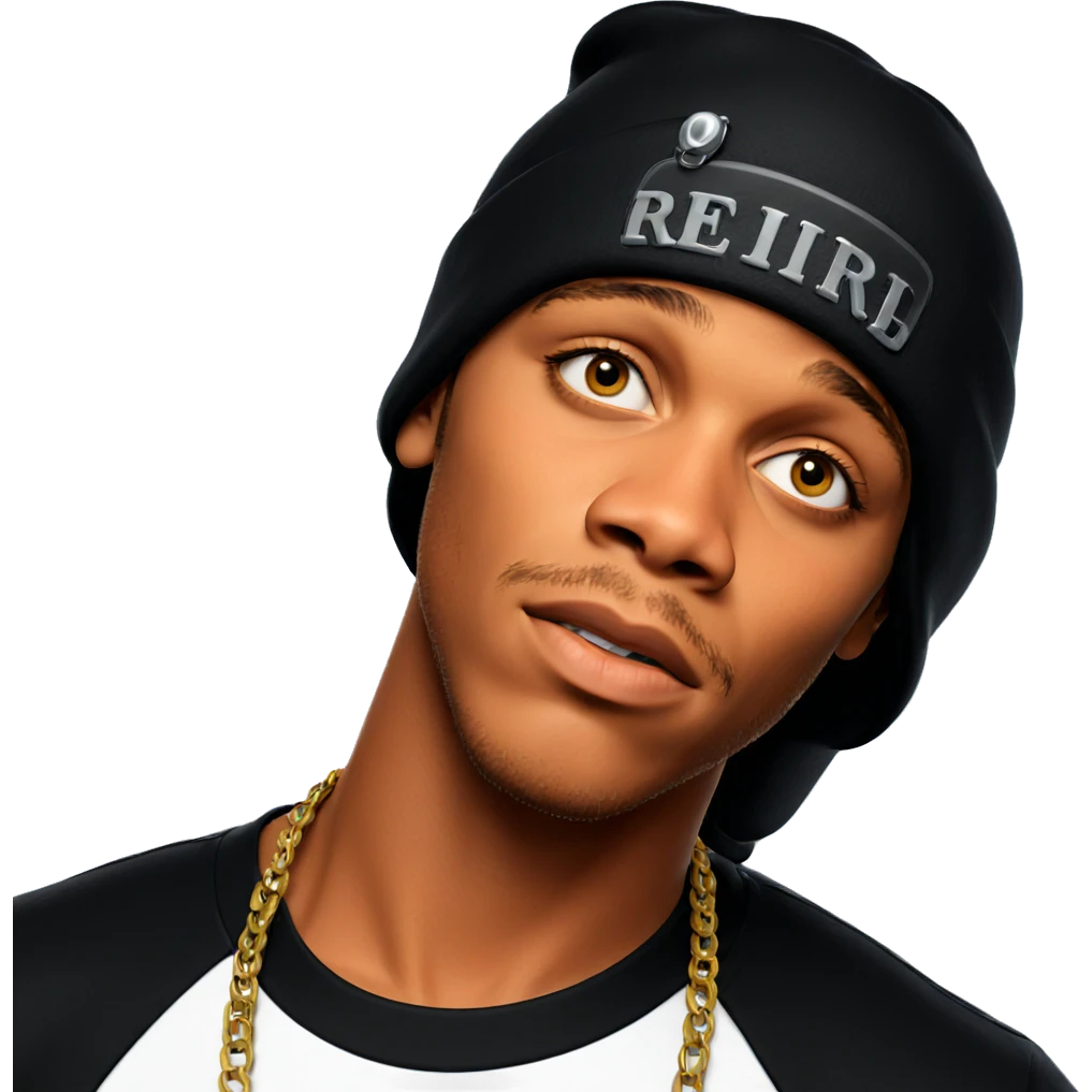 male portrait with hat and necklace emoji