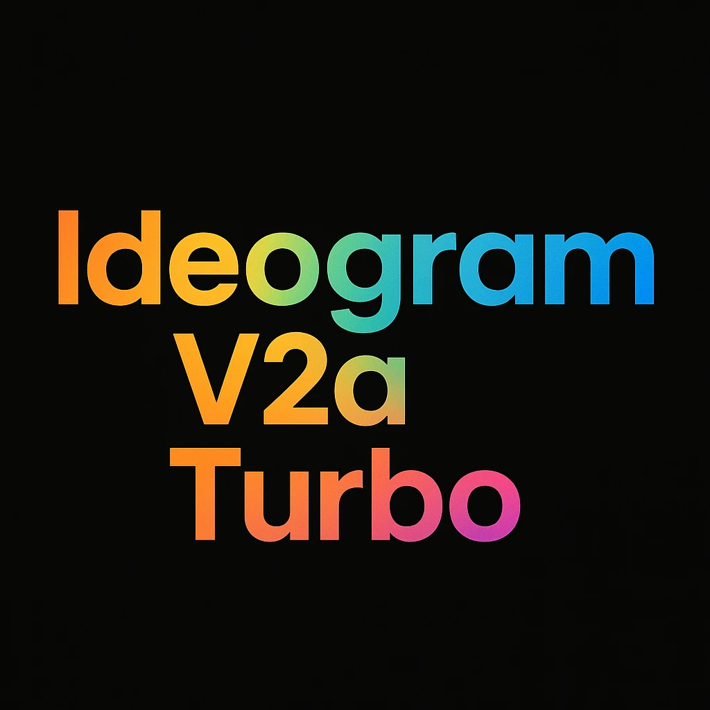 make a colorful text of "Ideogram V2a Turbo", black background emoji