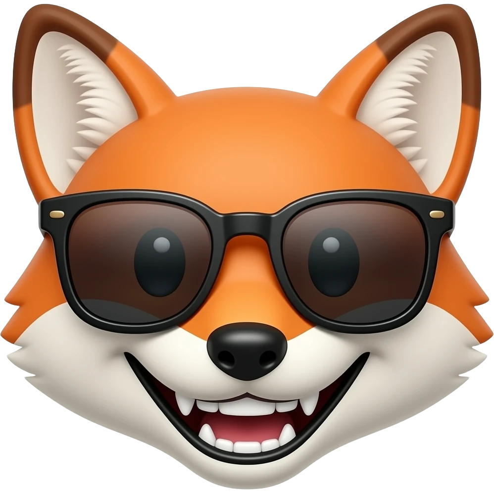 Fox smiley teeth with sunglases emoji