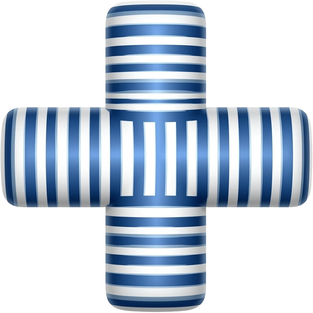 White and dark blue horizontal striped cross emoji