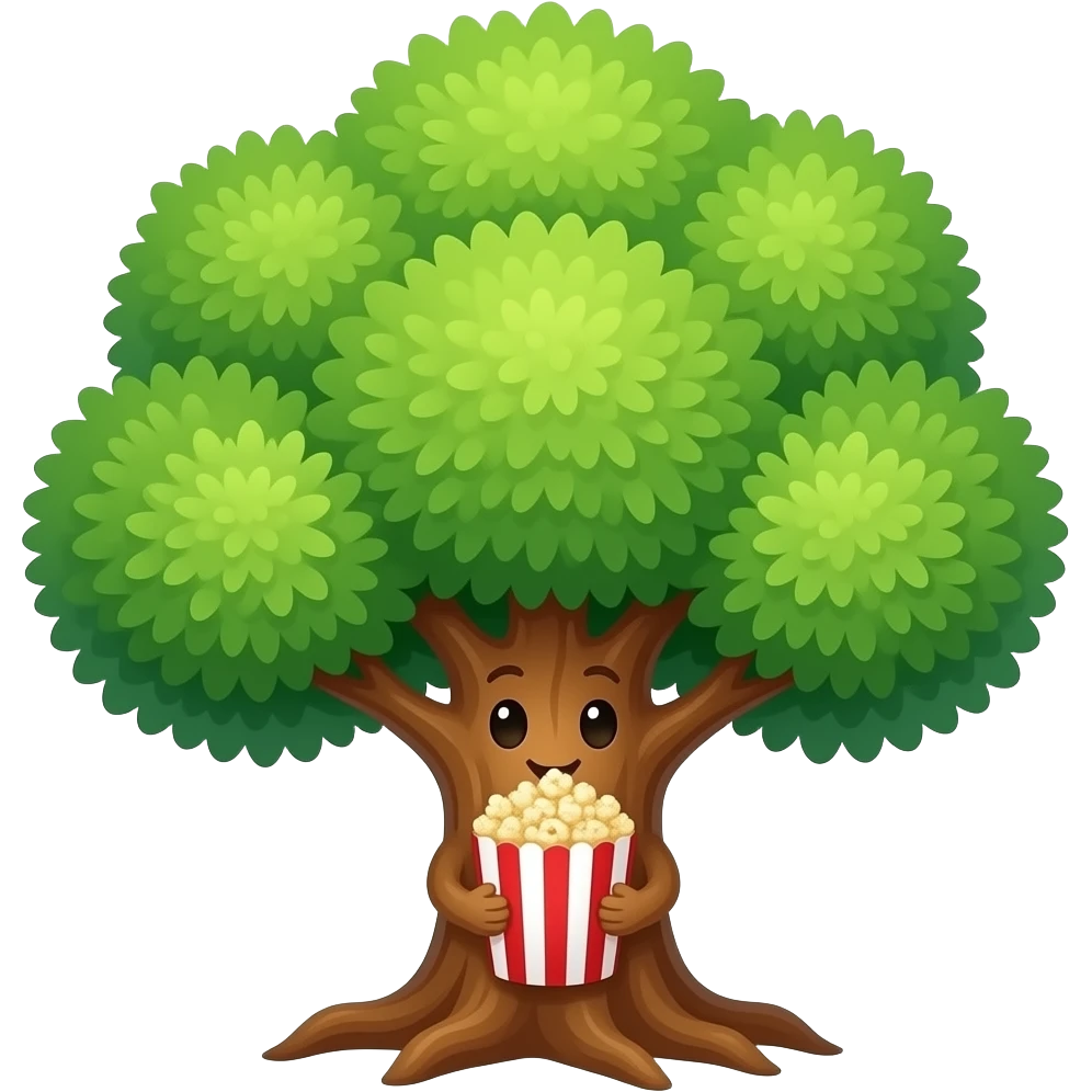 a tree eating popcorn emoji