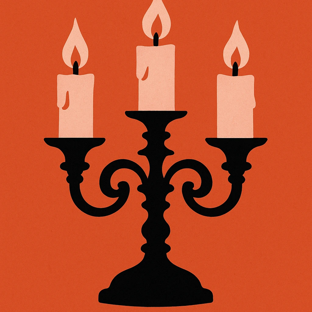 a gothic candelabra in black and pink, dramatic and elegant, gothic style emoji