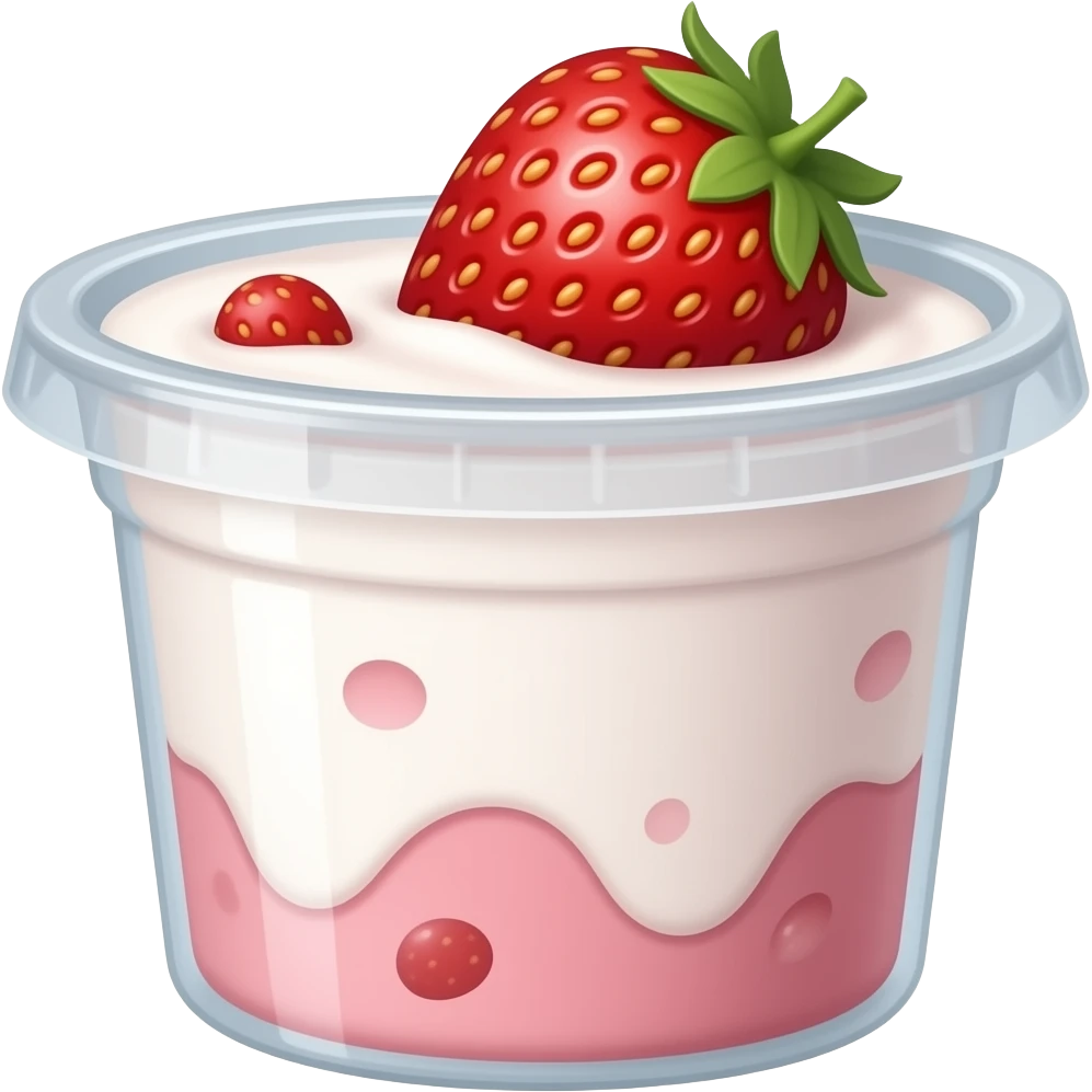 strawberry yogurt in plastic tub emoji
