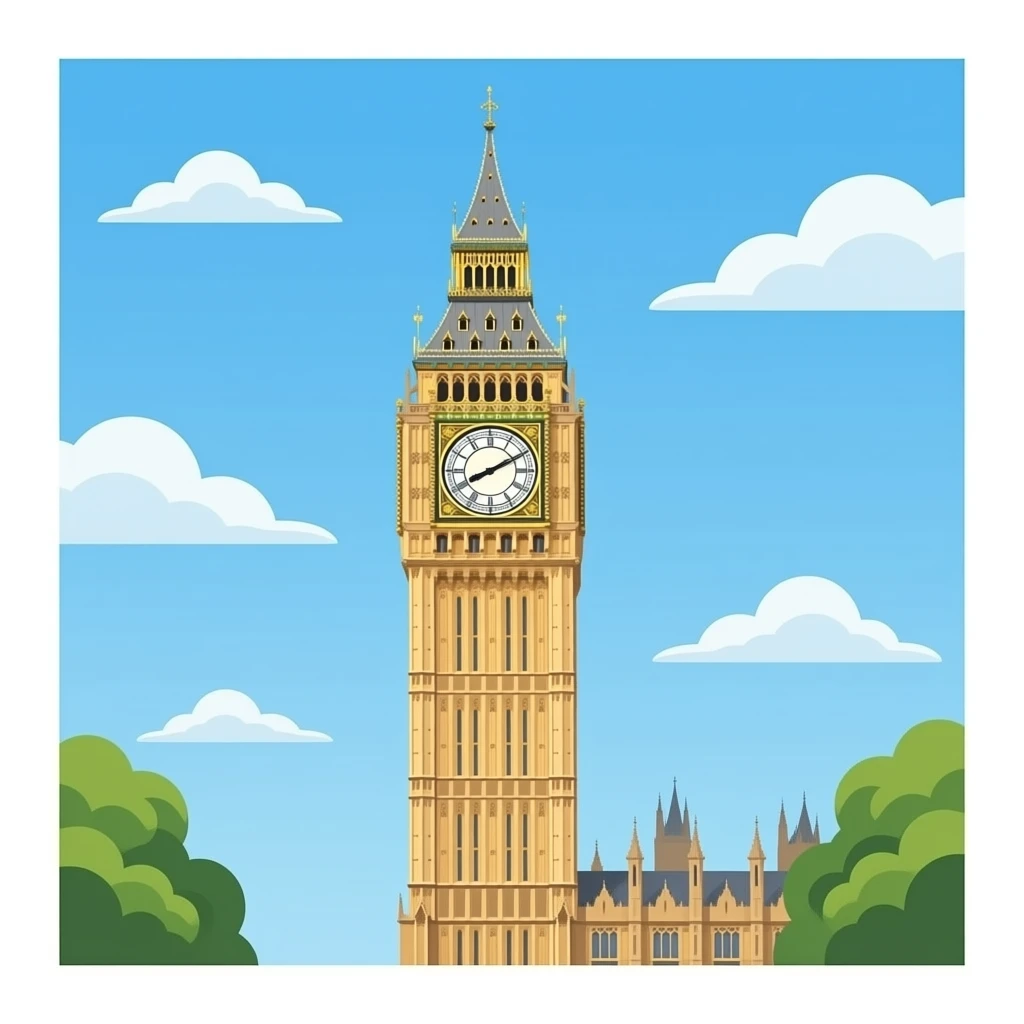 Big Ben, isolated, centered, single subject only, no background, no scenery, no skyline, no city view, no landscape, no extra objects, no text, detailed clock face, elegant stone tower, iconic London look emoji