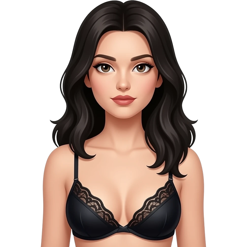 Semi gothic dark haired woman in lingerie emoji