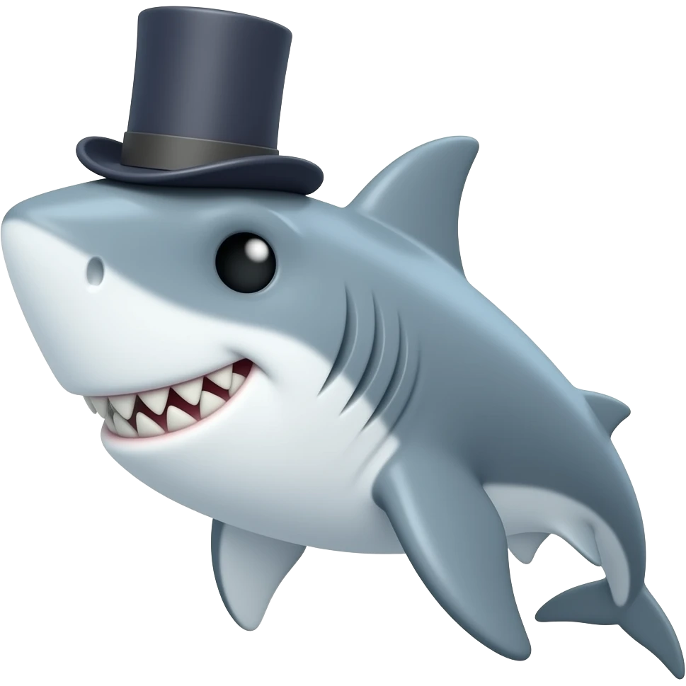 Shark with a top hat emoji