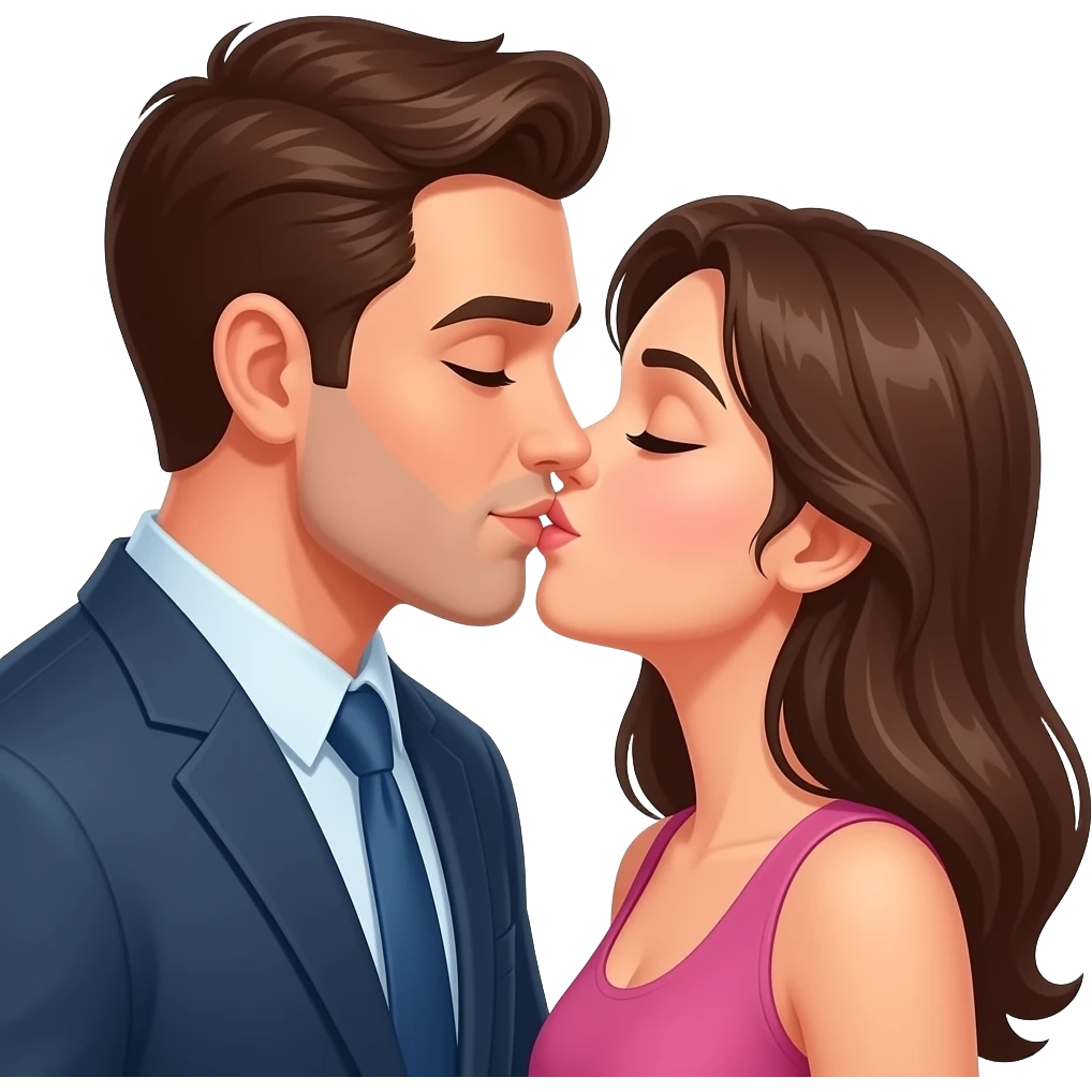 Man and woman kissing passionate emoji