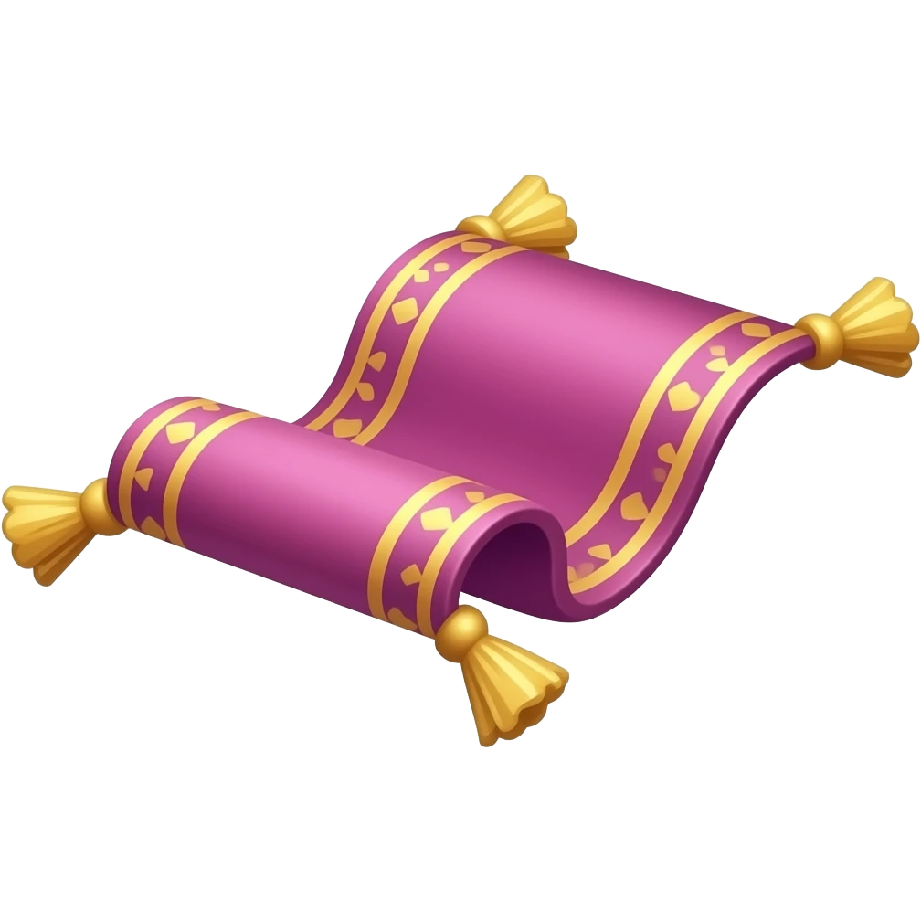 I want you to create an emoji for me that I can use to save my favourite person as. It’s an inside joke we have so I want an emoji of a “flying carpet”, a pink flying carpet to be more specific, like the carpet from the movie Aladdin emoji