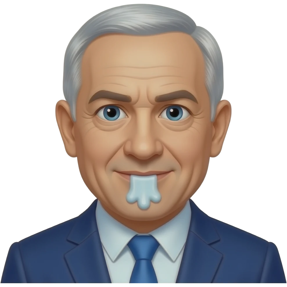 Bibi netanyahu with sitcky cum jn hus mouth emoji