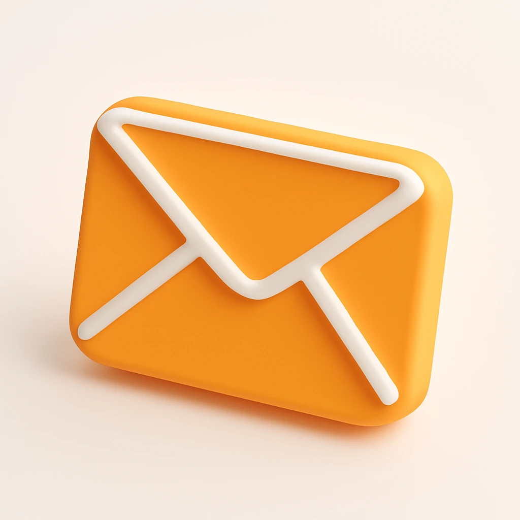 3D orange style email icon, envelope with a subtle glow effect emoji