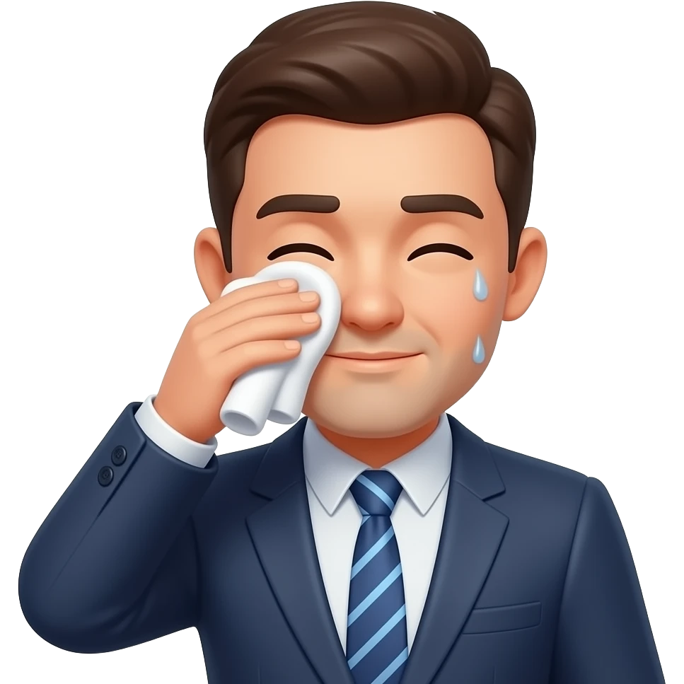 Hombre con traje,secándose el sudor emoji