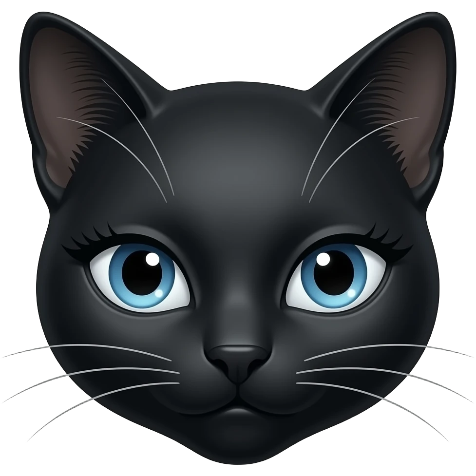 Only show the slim head A black cat that looks like Cat woman with long lashes blue eyes emoji